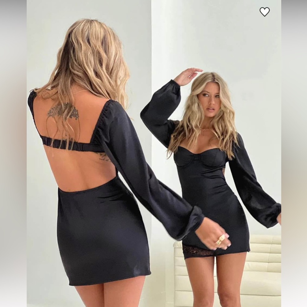 NWT Princess Polly Black Longsleeve Backless Dress